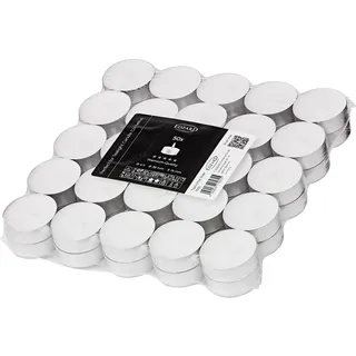 EDZARD 50 Teelichter (Ø 39 mm), Premium Wachs im Alu-Cup | 4 Stunden Brenndauer, weiß, ohne Duft, Teelichtkerzen, Nightlights, für Teelichtglas, Stövchen, Laterne, Windlicht, Tischdeko