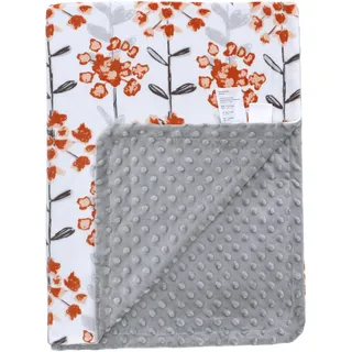 LAT Babydecke Kinderdecke mit Minky - Kuscheldecke Baby Krabbeldecke Kinderwagen Decke Unisex Baby Decke für Neugeborene Kinder, Babydecke Frühling Sommer (Red Flowers, 110 x 150 cm)
