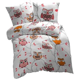 ETÉREA Kissenbezug 50x75cm - 100% BAUMWOLLE - Pflegeleichter Kissenbezug Eule Weiss natürlich weich - Kopfkissenbezug 50x75cm 100% Baumwolle - Kissenbezug mit Reißverschluss - - Green - Weiß