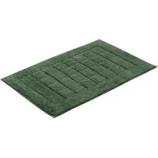 Badematte VOSSEN "Exclusive" Gr. 3, grün (evergrün), H:20mm, Baumwolle, Badematten, Badematte, Badteppich, Uni-Farben, Karo Muster, Hoch-Tief Effekt, reine Baumwolle, Topseller