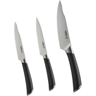 Zyliss E920278 Comfort Pro Messer Set 3-Teilig, Deutscher Edelstahl, Black Handle, 1x Gemüsemesser, 1x Gemüsemesser mit Wellenschliff, 1x Allzweckmesser, Spülmaschinenfest, 25 Jahre Garantie