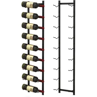 FANTASK Metall Weinregal Wand schwarz, Industrial Flaschenhalter für 9 Weinflaschen, Wandaufbewahrungsregal (9 Weinflaschen)