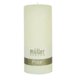 Müller Kerzen Polar Stumpenkerze 160/68mm, Raureif-Effekt, Qualitativ hochwertige Kerze für ein langanhaltend schönes Ambiente, 1 Packung = 4 Stück, vanille