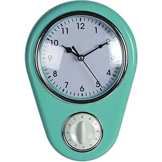 OOTB Wanduhr »Kitchen« Retro 50er Jahre Design mit Kurzzeitwecker (Türkis)