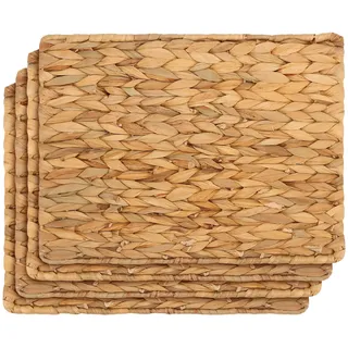 CHUENKUK 4er Set Tischsets Platzsets, 30 x 40 cm Rechteckig Natur Geflochtene Wasserhyazinthe, Boho Tischset Eckig für Esstisch Küche Esszimmer