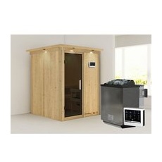 KARIBU Sauna »Tallinn«, inkl. 9 kW Bio-Kombi-Saunaofen mit externer Steuerung, für 3 Personen - beige