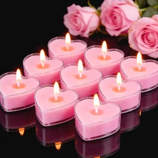 9 Stücke Herzförmige Romantische Teelichter, Duftkerze Herz Kerzen ​Teelicht, ​Romantische Kerzen Herzkerzen für Valentinstag,Geburtstag, Vorschlag, Hochzeit, Party, Hochzeit Verlobung, Rosa