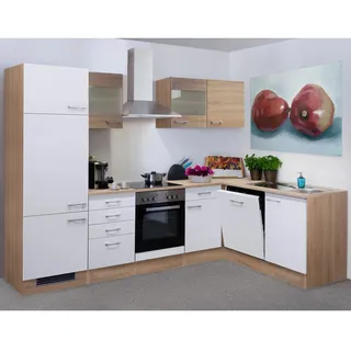 Flex-Well Winkelküche L-Form 280 x 170 cm Eiche-weiß
