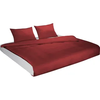 Bettwäsche FLEURESSE "Colours in 135x200, 155x220 oder 200x200 cm", rot (bordeaux), B/L: 200cm x 220cm, 1 Stk., 2 Stk., Mako-Satin, B/L: 80cm x 80cm, 3 Stk., Mako-Satin, Obermaterial: 100% Baumwolle, Bettwäsche, Bettwäsche, Bettwäsche aus 100% Baumwolle, uni, mit Reißverschluss
