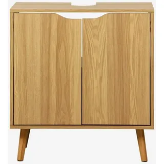 sweeek - Vintage-Waschbeckenunterschrank mit Holzoptik - Eschenholzlook