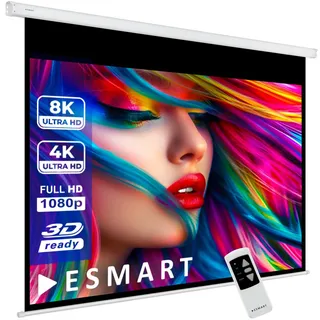 ESMART Professional MIMOTO Motor-Leinwand 224 cm Bild 187 x 140 cm (92") 4:3 | Programmierbare Fernbedienung | Heimkino elektrische Beamer Projektionsleinwand Motor Leinwand LCD LED
