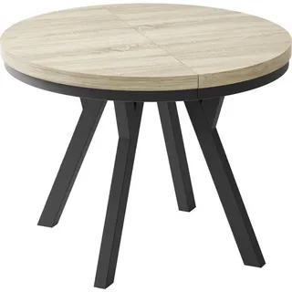 WFL Group Esstisch Lume runder ausziehbarer, Sonoma Eiche 90-170/90/76 cm , Holzwerkstoff , Rund,Rund , 90x76x90 cm , Esszimmer, Esstische