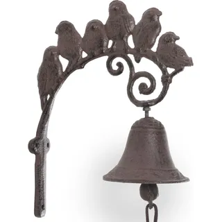 Moritz Türglocke Glocke Vogelfamilie Vögel Familie Wandglocke Gartendeko Gusseisen Rustikal Antik Design Stil Retro Klingel - Schwarz