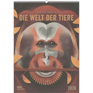 DuMont Buchverlag DUMONT - Die Welt der Tiere 2026 – Wandkalender im Querformat 50 x 70 cm mit einzigartigen Tier-Illustrationen: Dieter Braun