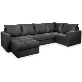 masseno Ecksofa LORIVO R-S mit Schlaffunktion U-Form, Sofa mit Bettkasten, Wohnzimmersofa, Couch, Soffa, Bettsofa, Couchgarnitur- Grau, Paros 06