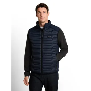 Steppweste TOM TAILOR, Herren, Gr. M, blau (sky captain blau), Steppware, Obermaterial: 100% Polyester. Futter: 100% Polyester, unifarben mit Farbeinsatz, regular fit hüftbedeckend, Rundhals, Westen Steppweste, mit Stehkragen udn Reißverschluss