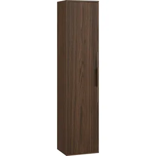 Badplaats Badezimmerschrank Rimini 38 x 33 x 170 cm Walnuss Braun - Hoch Badschrank mit 1 Tür und Soft-Close - Braun