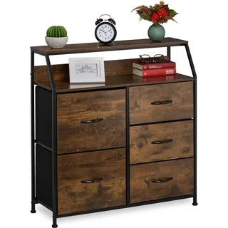 Relaxdays Kommode 87 x 84 x 32 cm braun / schwarz