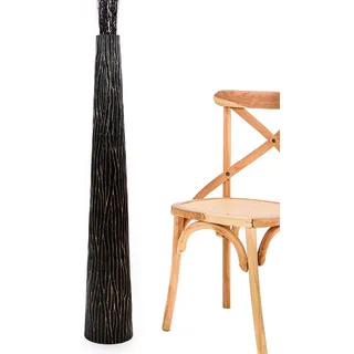 Leewadee Große Deko Bodenvase Für Dekozweige, Hohe Standvase Für Pampasgras, Design Holzvase, 105 cm, Schwarz