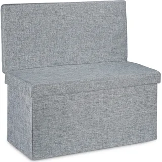 Relaxdays Faltbarer Sitzhocker mit Lehne L HBT 73 x 76 x 38 cm Sitzbank und stabiler Sitzcube als Fußablage Sitzwürfel aus Leinen als Aufbewahrungsbox Truhenbank mit Stauraum mit Deckel, grau