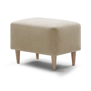Traumnacht bequemer und moderner Fusshocker mit Holzfüßen in Beige, Öko-Tex zertifiziert, produziert nach deutschem Qualitätsstandard