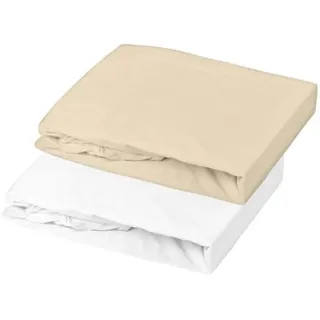 domiva Spannbettlaken, 60 x 120 cm, Jersey, Weiß/Kailloux, 2 Stück
