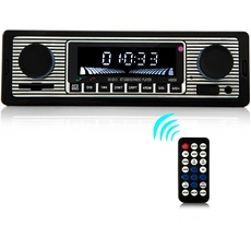 iFreGo Autoradio mit Bluetooth Freisprecheinrichtung, 1 DIN Bluetooth Radio Auto mit USB Anschluss/AUX/TF/MP3 Player,FM Autoradio Radio mit drahtloser Fernbedienung,Uhrzeit Anzeige,60WX4