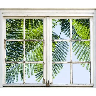 Queence Wandsticker »Blätter« Wandsticker, Wandbild, selbstklebend, 3D, Fenster, grün