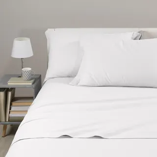 Caleffi Einfarbiges Flanell-Bettwäsche-Set, Weiß, französisches Bett