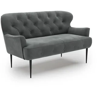 CAVADORE 2-Sitzer Küchensofa Amba, Trendige Sitzbank für Küche oder Esszimmer / 153 x 97 x 87 / Hochwertiges Mikrofaser: Grau