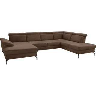 sit&more Wohnlandschaft »Scorpio U-Form« inklusive Sitztiefenverstellung, mit Kopf- und Armteilverstellung, braun