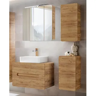 Badezimmermöbel Set LUTON-56-CRAFT in Wotan Eiche Nb., B/H/T ca. 130/200/46 cm - Braun
