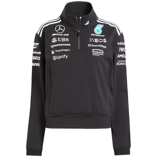 adidas Damen Mercedes - AMG Petronas Formula ONE Team Team Quarter Zip Women, Black/White, L