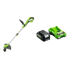 Greenworks 24V Akku Rasentrimmer für kleine bis mittelgroße Gärten, 30 cm Schnittbreite, automatischer Vorschub 1,65 mm Nylon Faden, G24LT30 + 24V 4Ah Lithium-Ionen Akku & Batterieladegerät