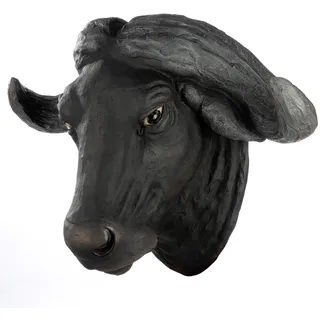 GILDE Wandobjekt Bison aus Kunstharz - strukturiert - schwarz - Büffel-Form - Höhe 41cm x Breite 55cm - Wanddekoration