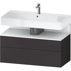 Duravit Qatego Waschtischunterbau, 1 Auszug und 1 Schublade, 990x470x590mm, Nische Weiß Matt, QA4395018, Farbe: Graphit Supermatt/mit Nischenbeleuchtung