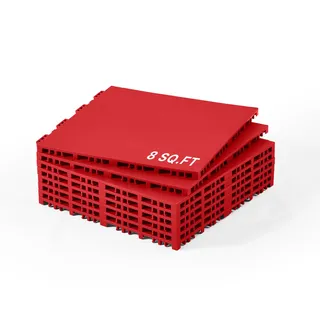 Vevor Fliesen für Hockey-Bodenmatten, 315 x 315 x 16 mm, 8 Stück ineinandergreifende, Trainingsoberfläche, Tanzbodenfliesen, Hockey-Trainingsausrüstungsbrett (rot, 8 Quadratfuß/Karton)