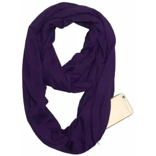 SHTGOI Unendlichkeitsschal Einfarbiger Schal mit Versteckter Reißverschlusstasche Leichter Reiseschal Infinity Kreis-Schal Baumwolle Bandanas Weiche Schlauchschal für Damen und Mädchen Dunkel lila