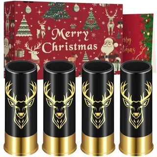 Hirschkopf Plastik Schnapsgläser, Weihnachtsgeschenkbox, 4 Stück, Schwarz
