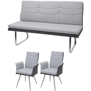 Mendler Esszimmerstuhl Kunstleder grau 2er Set