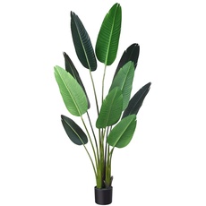 Bild von Künstliche Paradiesvogel-Baumpflanze in Topfhöhe 160cm Tropische grüne künstliche Palme für Innen- oder Außendekoration