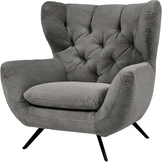 Candy 3C Candy »Beatrice Ohrensessel mit Knopfheftung im Rücken« bequemer Retro Solitärsessel auch in Cord und Fellimitat