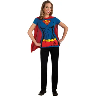 Rubie's Offizielles DC Comic Robin T-Shirt-Set, Sofort-Verkleidungs-Set für Damen, T-Shirt und angefügter Umhang, Damengröße S Halloween