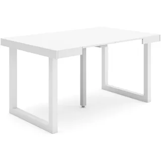 Skraut Home | Ausziehbarertisch | Multifunktionaler ausziehbarer | 140 | Für 6 Gäste | Massivholz Beine | Moderner Stil | Weiß