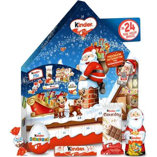 kinder Maxi Mix Adventskalender 2025 - 351g - 8 Hohlfiguren, 2 Überraschungseier & weitere Schokoladen-Spezialitäten - Geschenk im Häuschenformat zu Weihnachten & Adventszeit - Weihnachtskalender