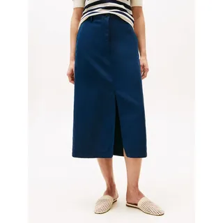 Tommy Hilfiger Webrock »CO TENCEL MIDI SKIRT« mit Schlitz, blau