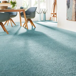 Andiamo Teppichboden »Verona, Velours, Made in Belgium« rechteckig 6 mm Höhe Uni Farben, Breite 400 cm oder 500 cm, strapazierfähig, pflegeleicht, blau