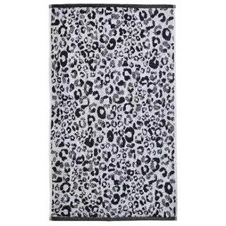 Fusion Badetuch mit Tiermotiv, 70 x 130 cm, 100% Baumwolle, Geparden-/Leopardenpfotenabdruck, Safari-Zoo-Tierhandtuch, schwarz-weißes Badetuch/Badetuch, Bad-Accessoire, Schwarz