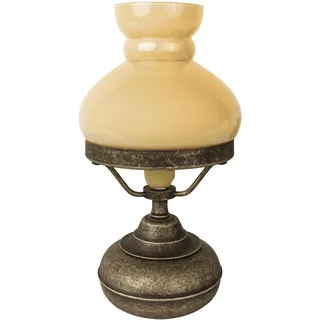 Tischleuchte Tischlampe Jugendstil Glas Messing 24,5cm in Bronze Antik Creme E14