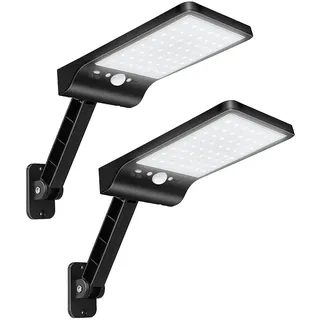 Moman Solarlampen für Außen mit Bewegungsmelder, 2 Stück Solarleuchte 2200mAh 3 Modi IP65 Wasserdicht 56 LED Solarlicht Schwarz, Solarlampe-Außen-Bewegungsmelder-LED-Solarleucht